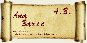 Ana Barić vizit kartica